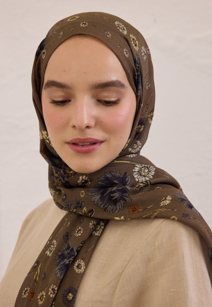 BLOOMING DAHLIA PATTERN RAMY HIJAB MINK