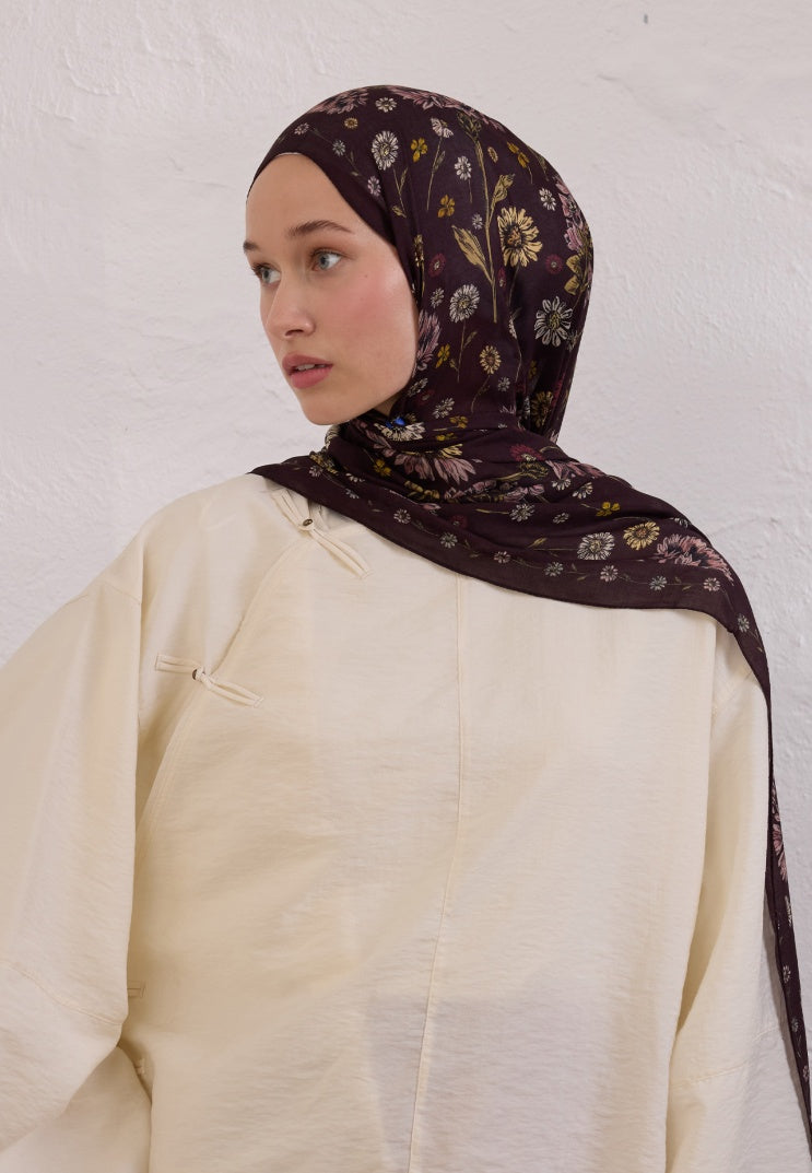 BLOOMING DAHLIA PATTERN RAMI HIJAB DAMSON