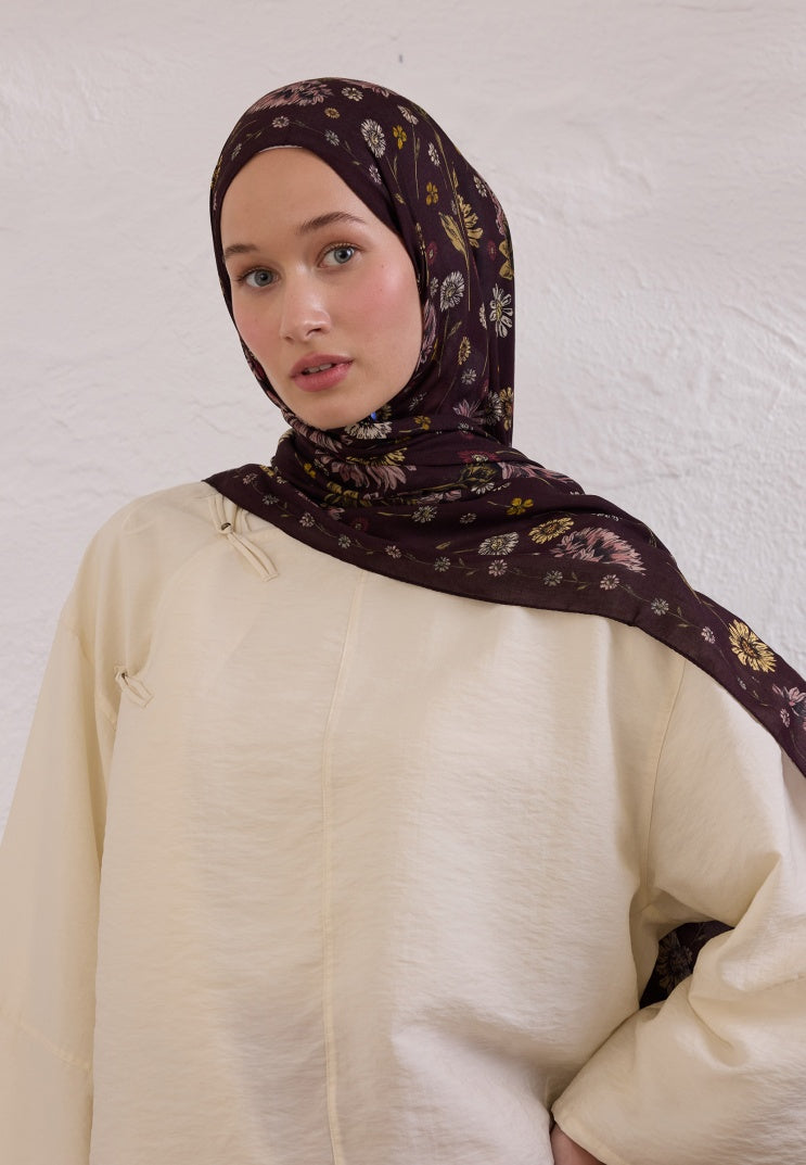 BLOOMING DAHLIA PATTERN RAMI HIJAB DAMSON