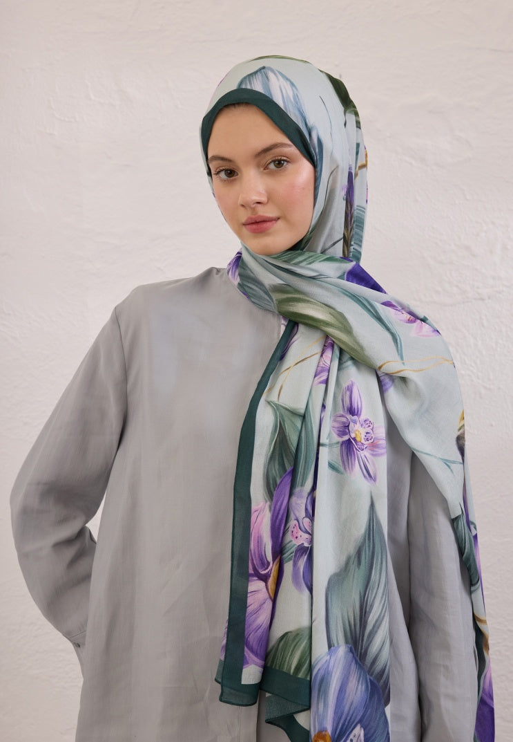 ELEGANT FLOWER PATTERN RAMI HIJAB MINT
