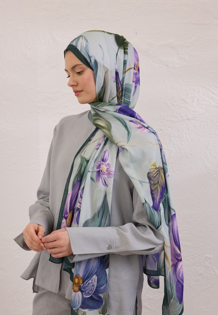ELEGANT FLOWER PATTERN RAMI HIJAB MINT