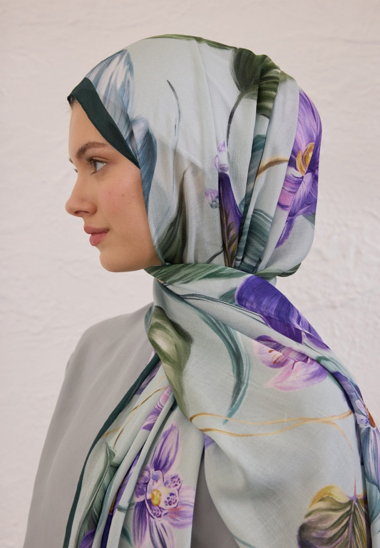 ELEGANT FLOWER PATTERN RAMI HIJAB MINT