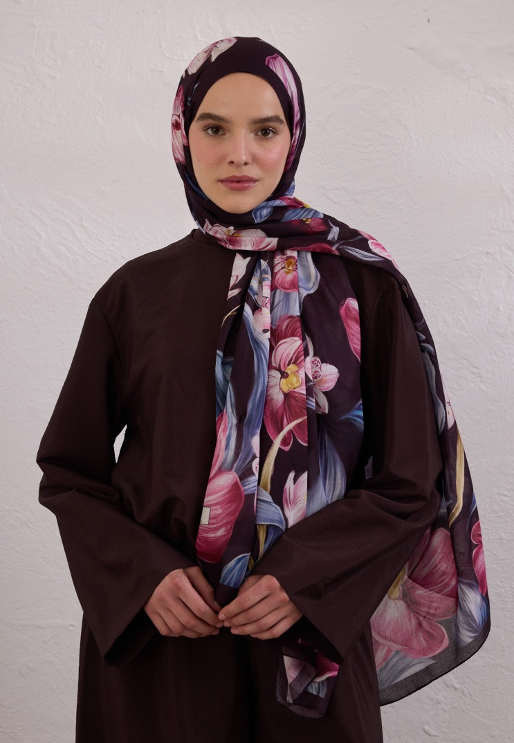 ELEGANT FLOWER PATTERNED RAMI HIJAB DAMSON