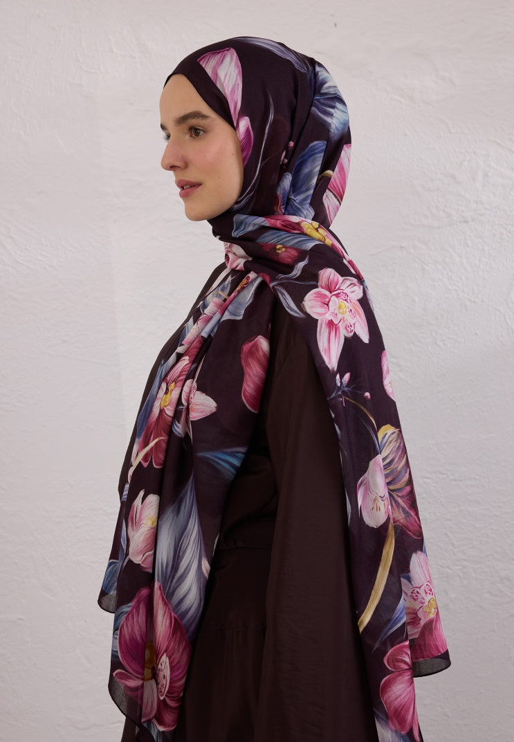 ELEGANT FLOWER PATTERNED RAMI HIJAB DAMSON