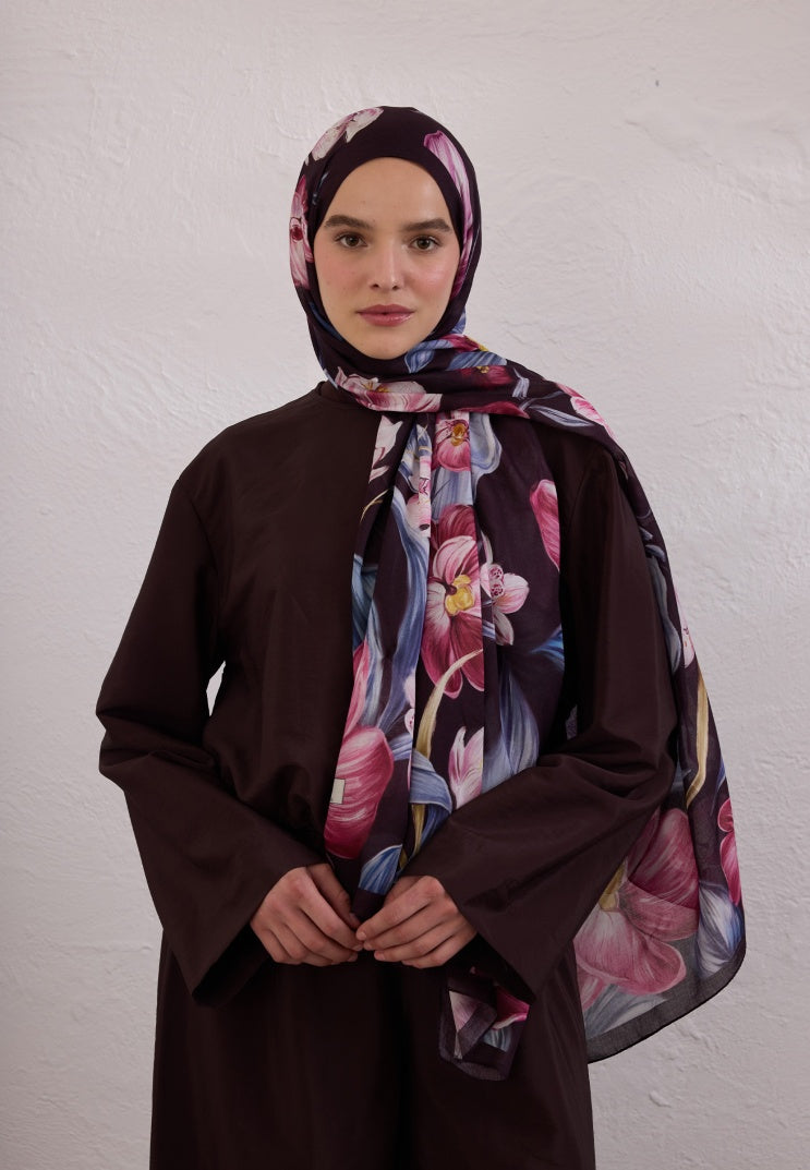 ELEGANT FLOWER PATTERNED RAMI HIJAB DAMSON