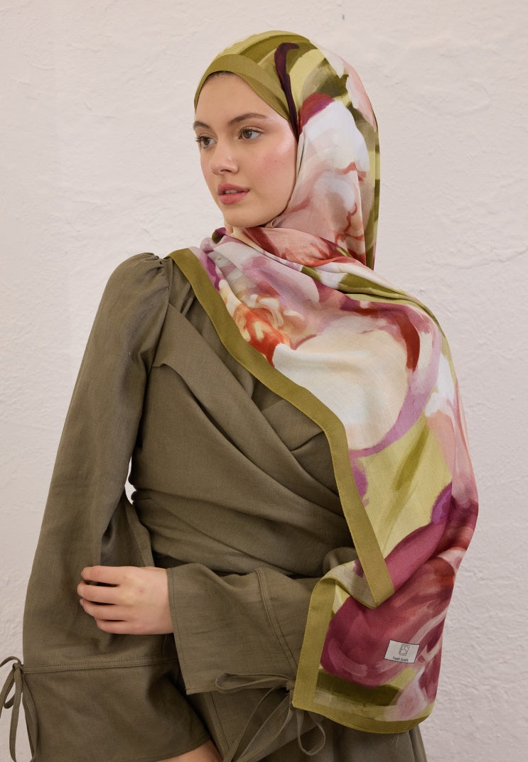 GARDENIA PATTERNED RAMI HIJAB KHAKI