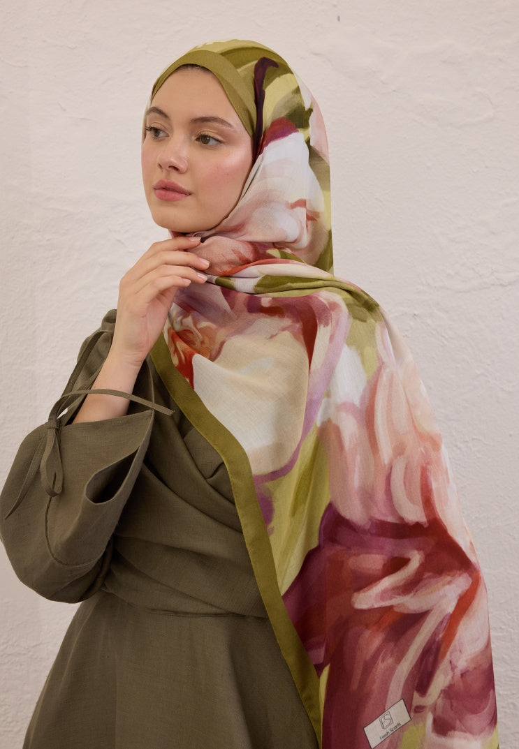 GARDENIA PATTERNED RAMI HIJAB KHAKI