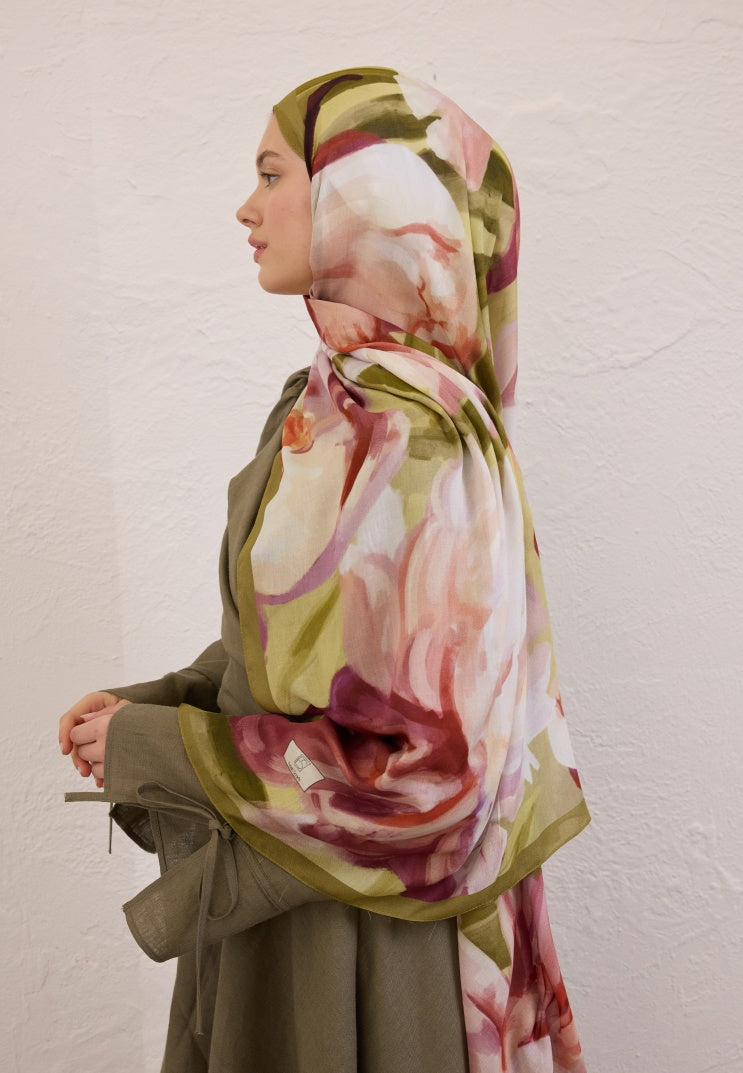 GARDENIA PATTERNED RAMI HIJAB KHAKI