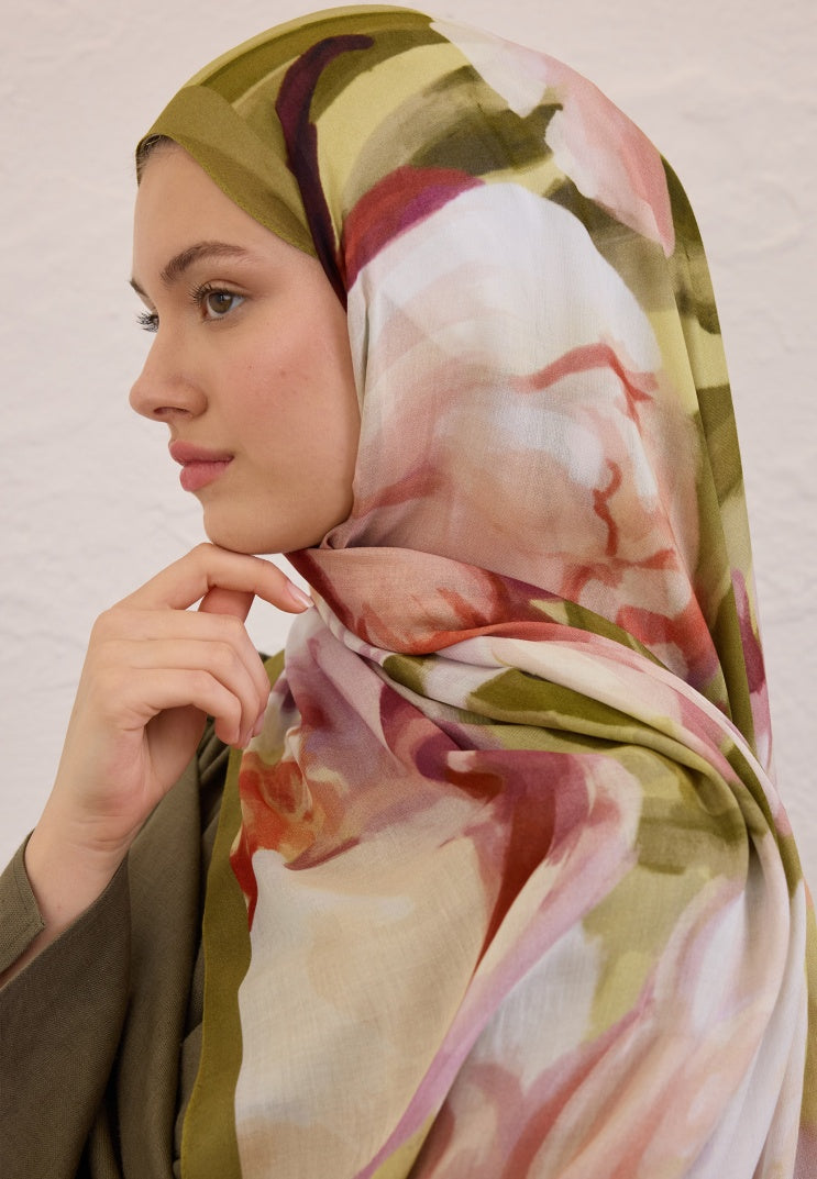 GARDENIA PATTERNED RAMI HIJAB KHAKI