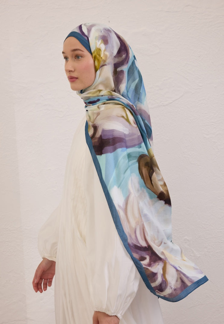 GARDENIA PATTERN RAMI HIJAB OCEAN