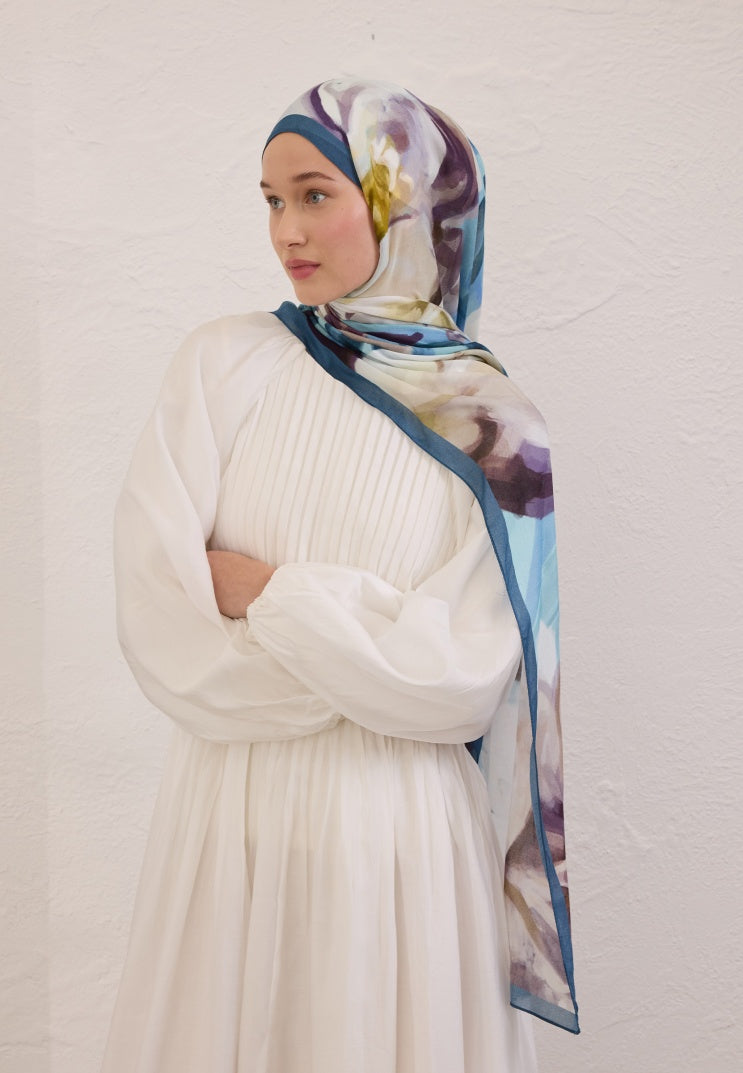 GARDENIA PATTERN RAMI HIJAB OCEAN