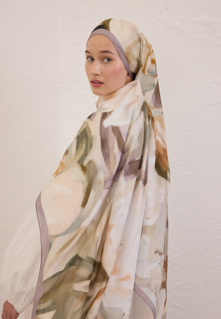 GARDENIA PATTERN RAMI HIJAB SOFT LILAC