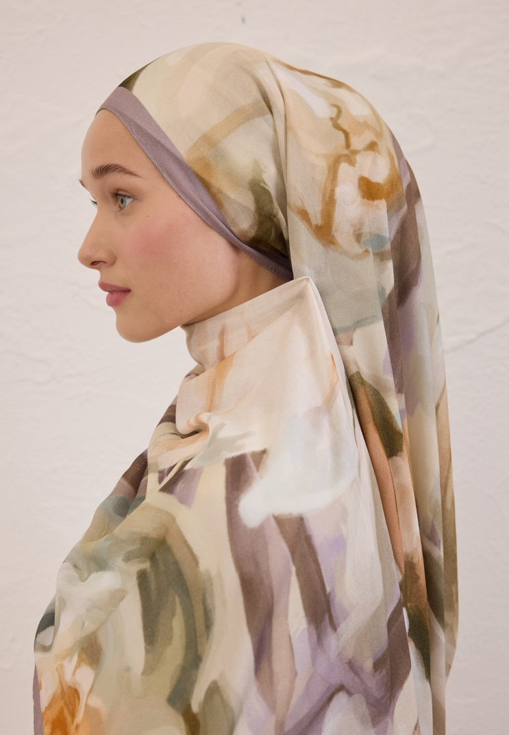 GARDENIA PATTERN RAMI HIJAB SOFT LILAC