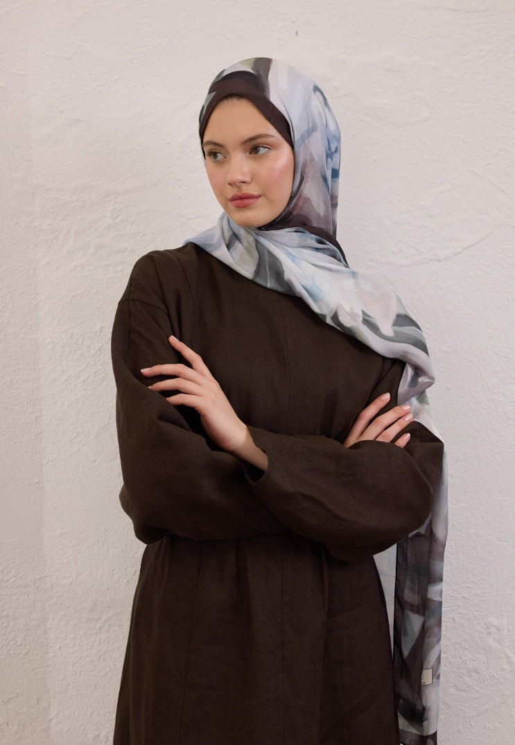 GARDENIA PATTERN RAMI HIJAB SOFT BLUE