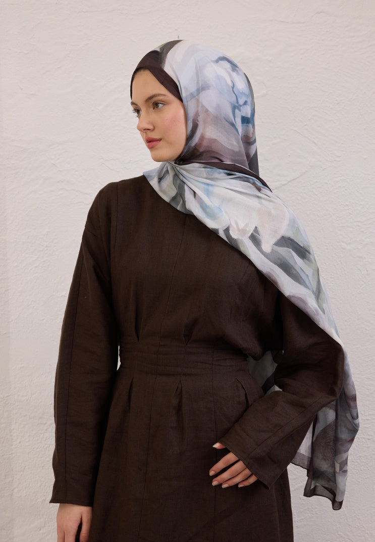 GARDENIA PATTERN RAMI HIJAB SOFT BLUE