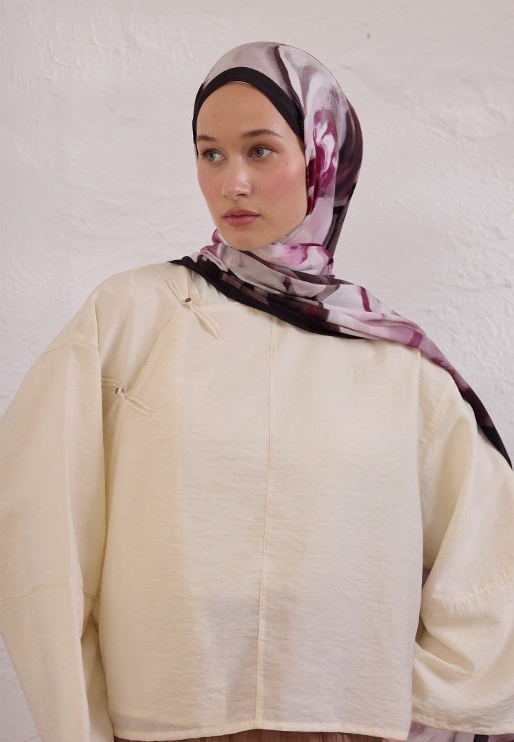 GARDENIA PATTERNED RAMI HIJAB DAMSON