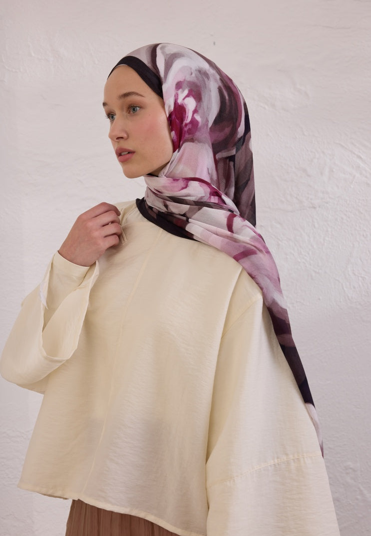 GARDENIA PATTERNED RAMI HIJAB DAMSON