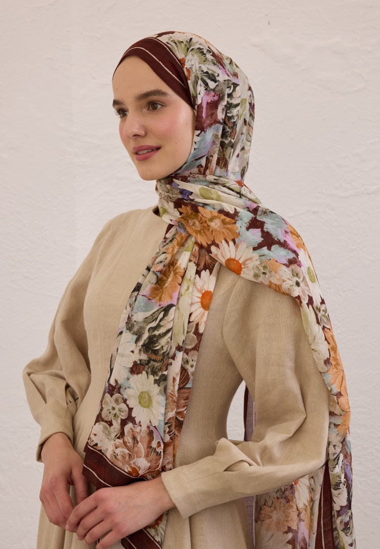 JASMINE JOY PATTERNED RAMI HIJAB CLARET RED