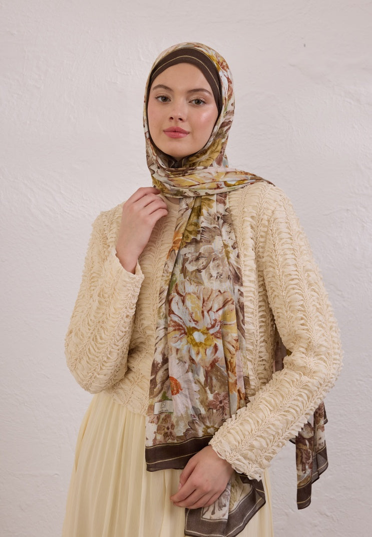 JASMINE JOY PATTERNED RAMI HIJAB BROWN