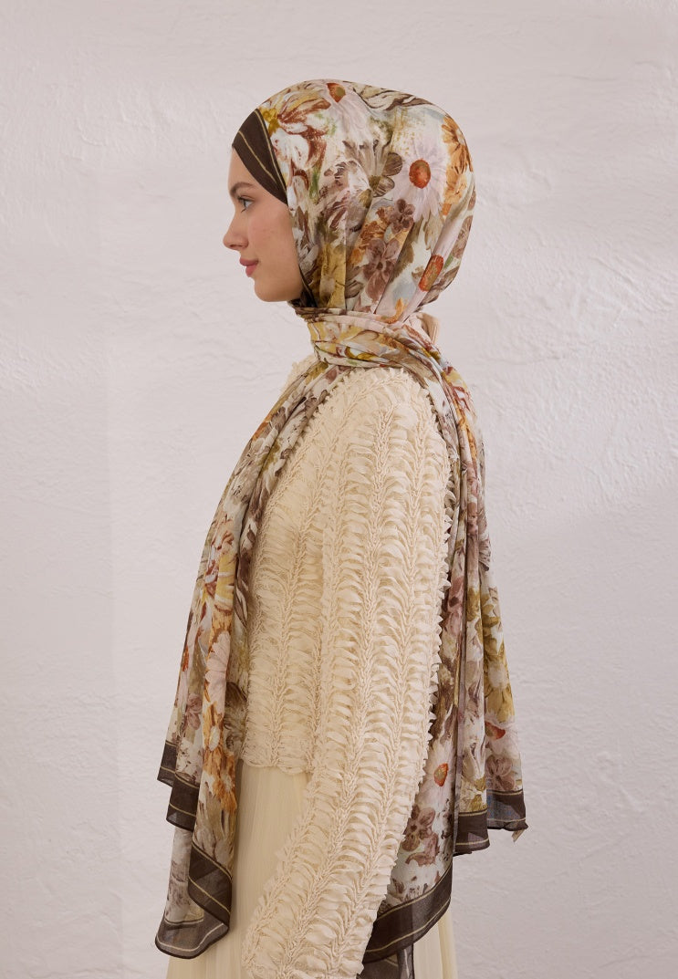 JASMINE JOY PATTERNED RAMI HIJAB BROWN