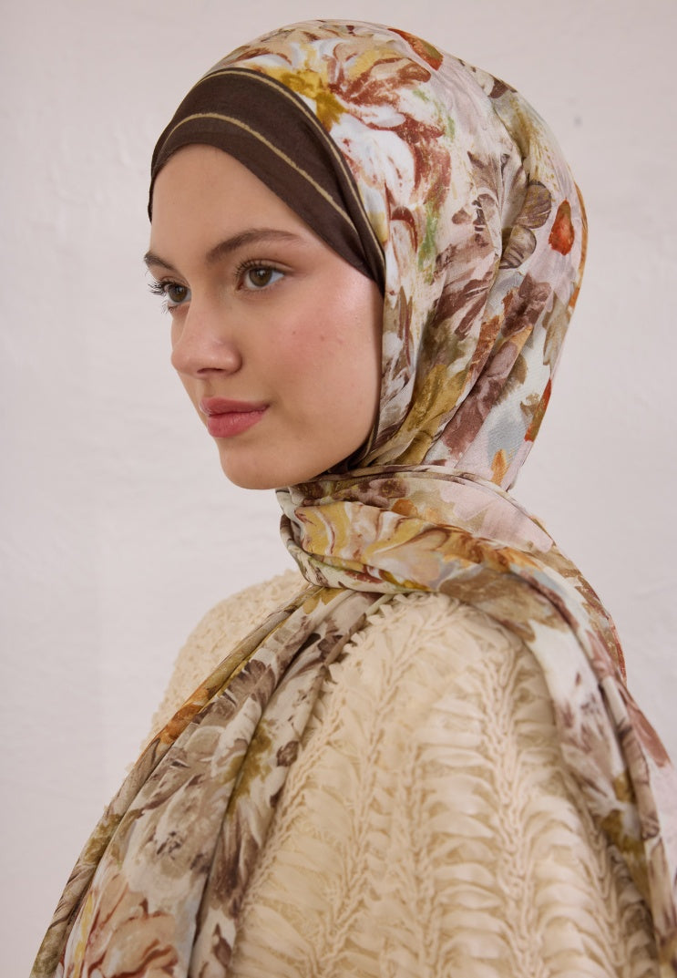 JASMINE JOY PATTERNED RAMI HIJAB BROWN