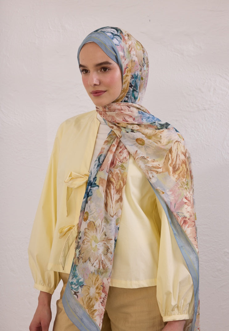 JASMINE JOY PATTERNED RAMI HIJAB BLUE