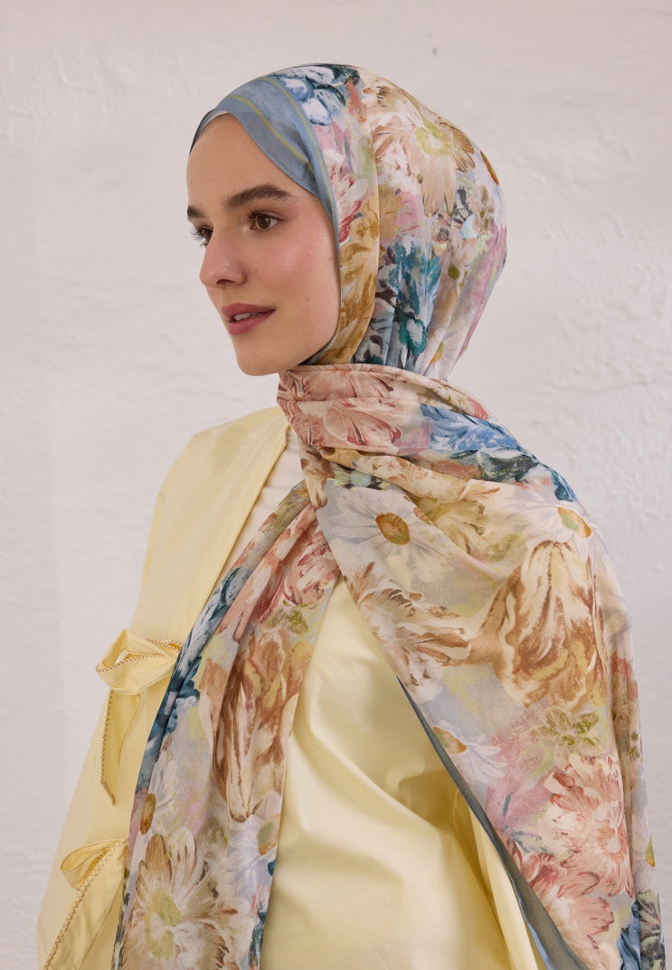 JASMINE JOY PATTERNED RAMI HIJAB BLUE