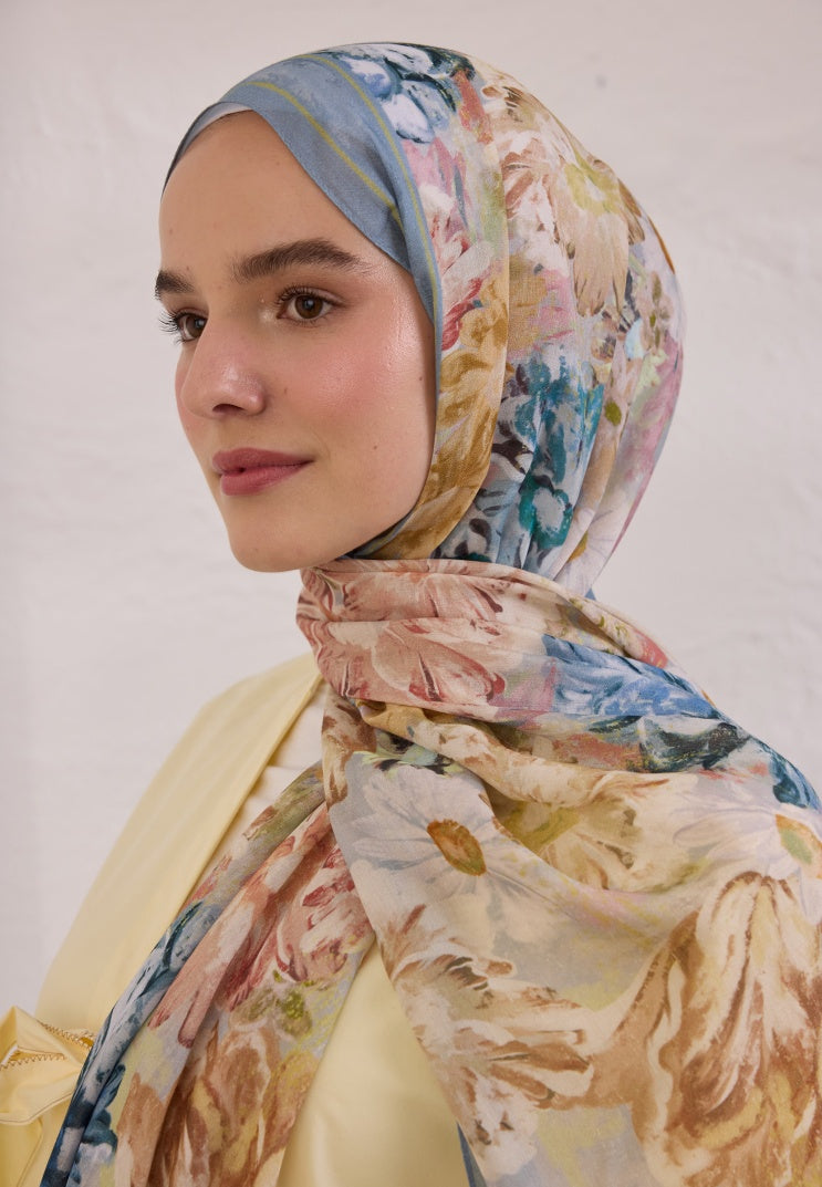 JASMINE JOY PATTERNED RAMI HIJAB BLUE