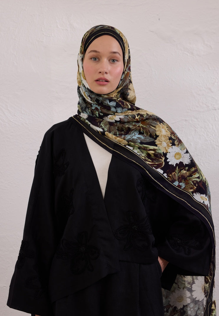 JASMINE JOY PATTERNED RAMI HIJAB BLACK