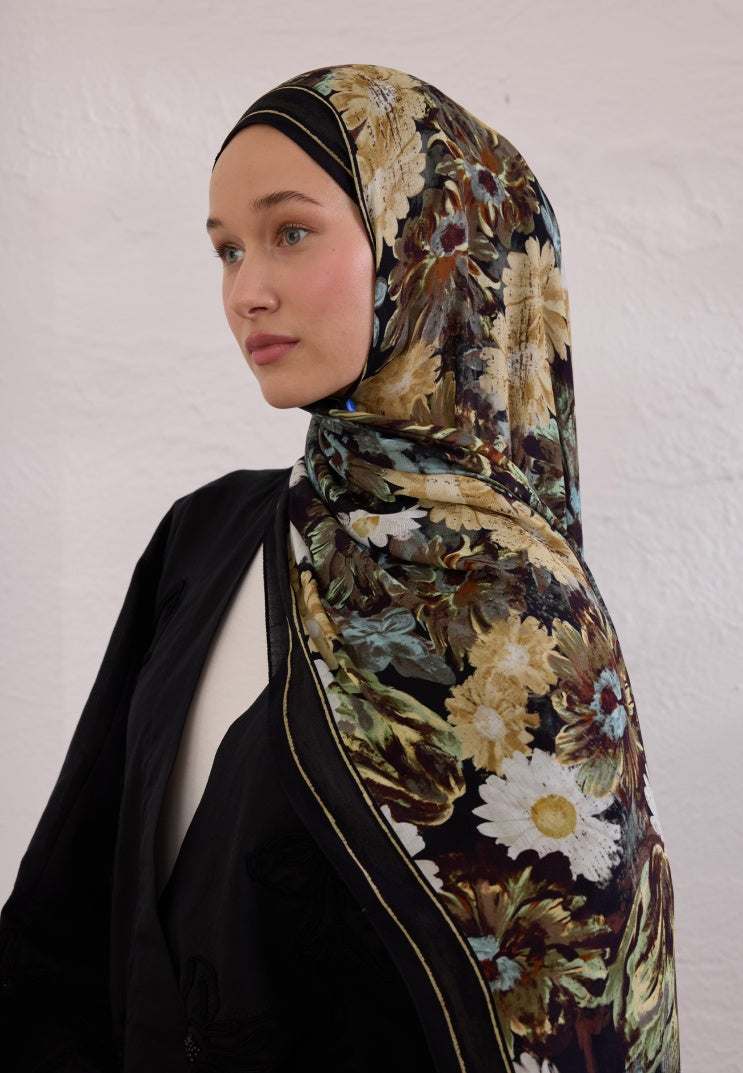 JASMINE JOY PATTERNED RAMI HIJAB BLACK
