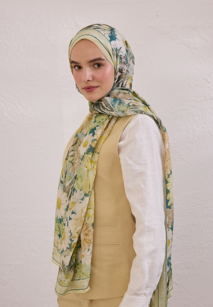 JASMINE JOY PATTERNED RAMI HIJAB SOFT GREEN