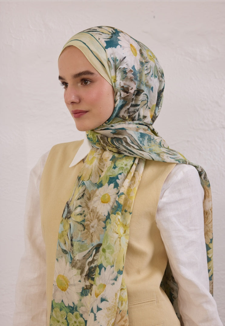 JASMINE JOY PATTERNED RAMI HIJAB SOFT GREEN