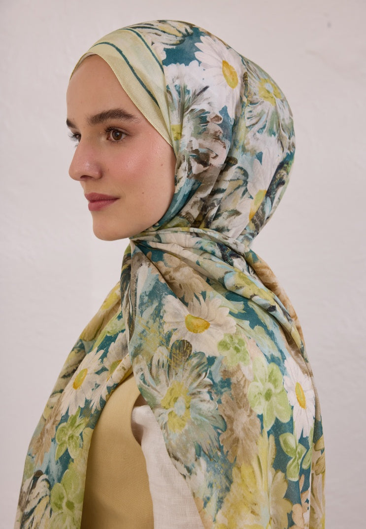 JASMINE JOY PATTERNED RAMI HIJAB SOFT GREEN