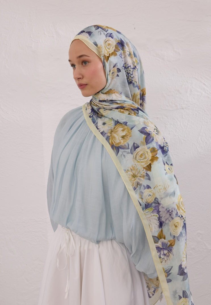 MAGNOLIA PATTERNED RAMI HIJAB SOFT YELLOW