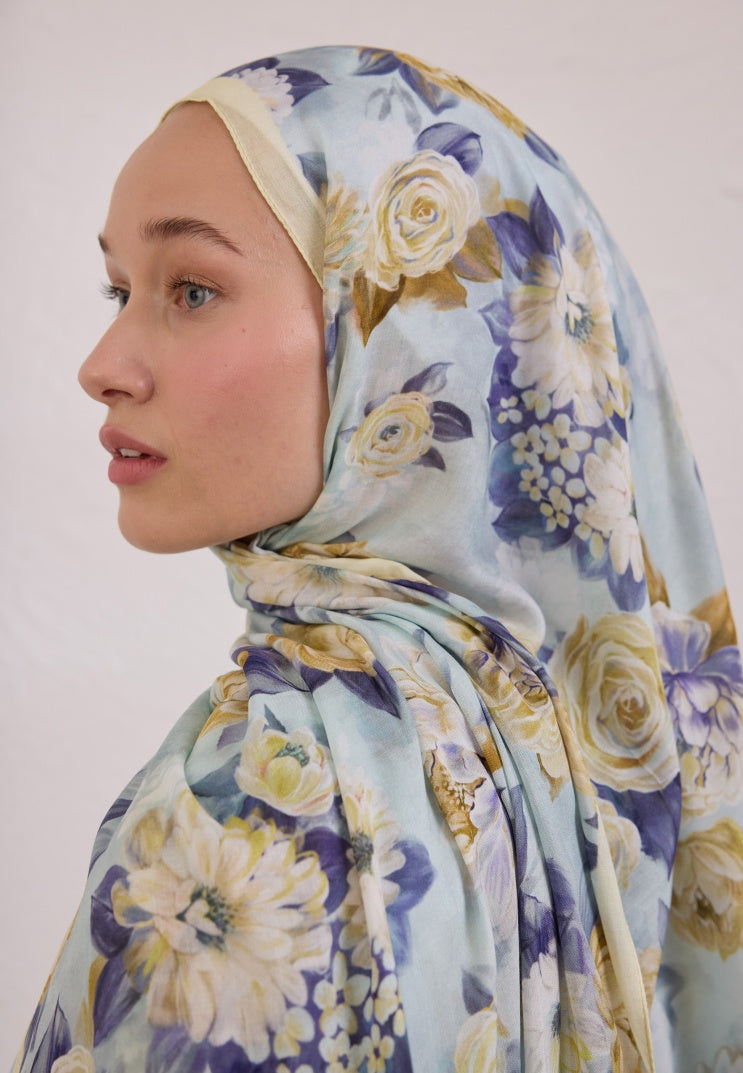 MAGNOLIA PATTERNED RAMI HIJAB SOFT YELLOW