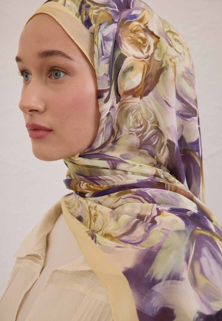 NERISSA PATTERN RAMI HIJAB SOFT YELLOW