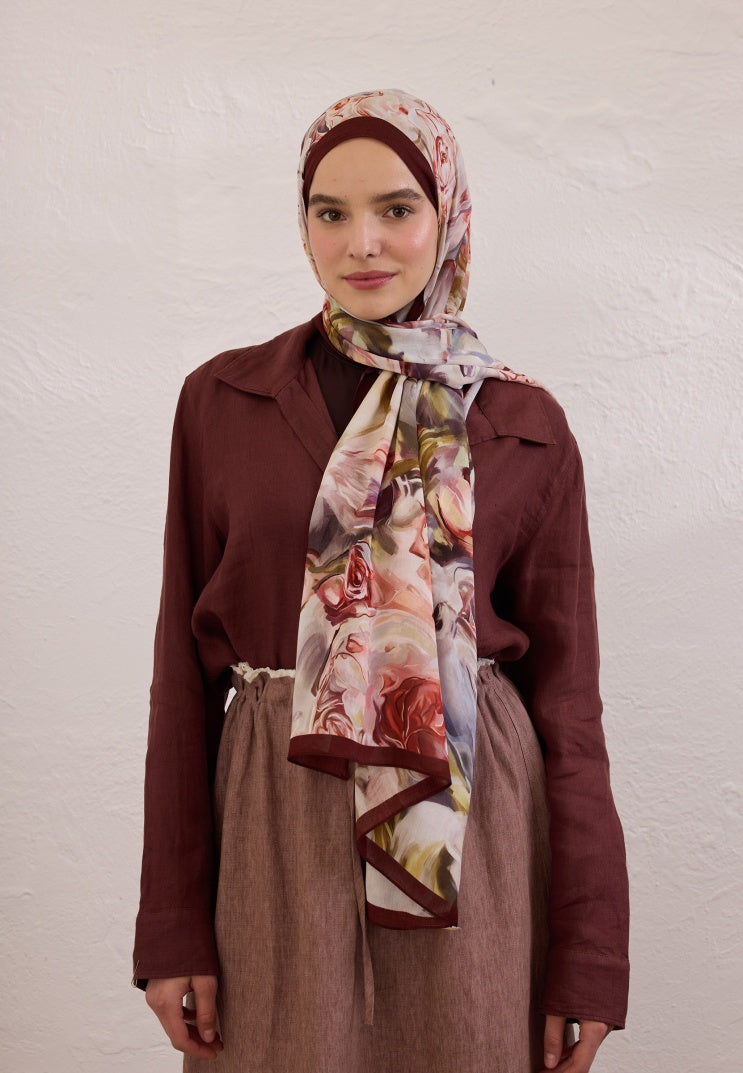 NERISSA PATTERNED RAMI HIJAB CLARET RED