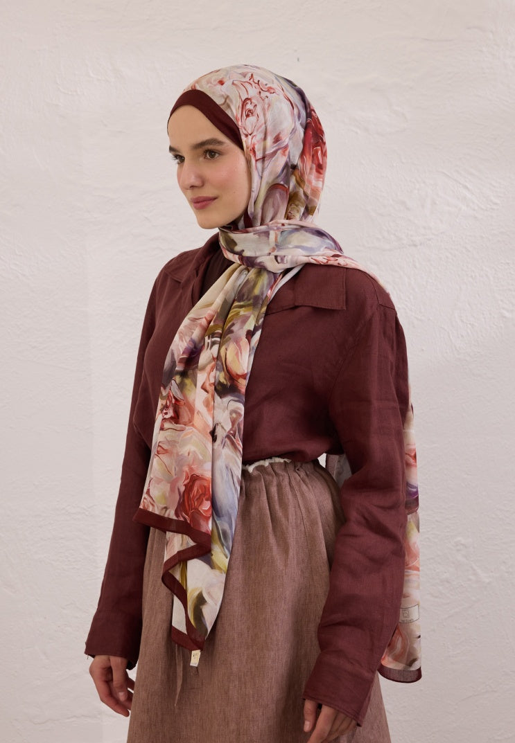 NERISSA PATTERNED RAMI HIJAB CLARET RED