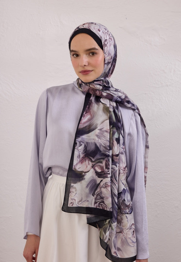 NERISSA PATTERNED RAMI HIJAB DEEP PURPLE