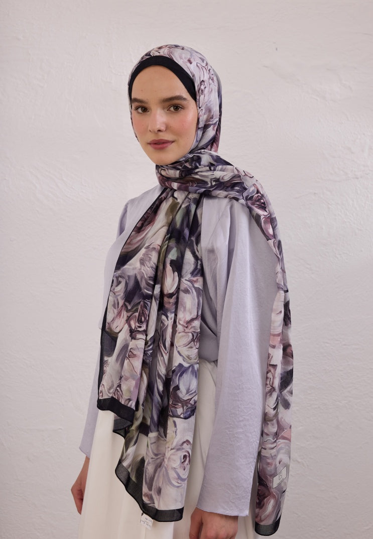 NERISSA PATTERNED RAMI HIJAB DEEP PURPLE