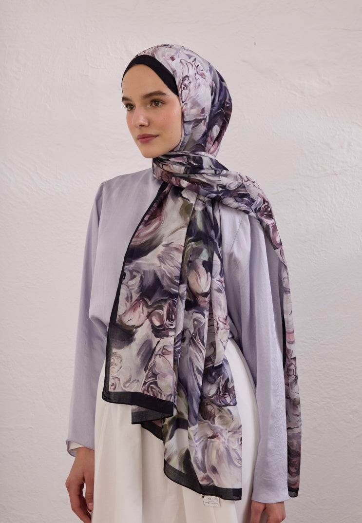 NERISSA PATTERNED RAMI HIJAB DEEP PURPLE