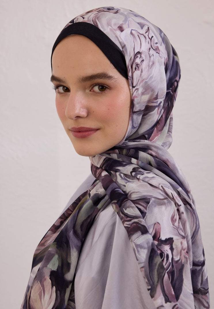 NERISSA PATTERNED RAMI HIJAB DEEP PURPLE