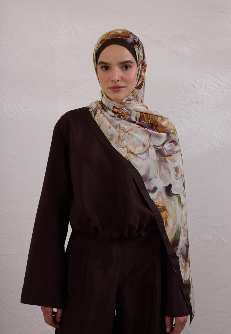 NERISSA PATTERNED RAMI HIJAB PLUM
