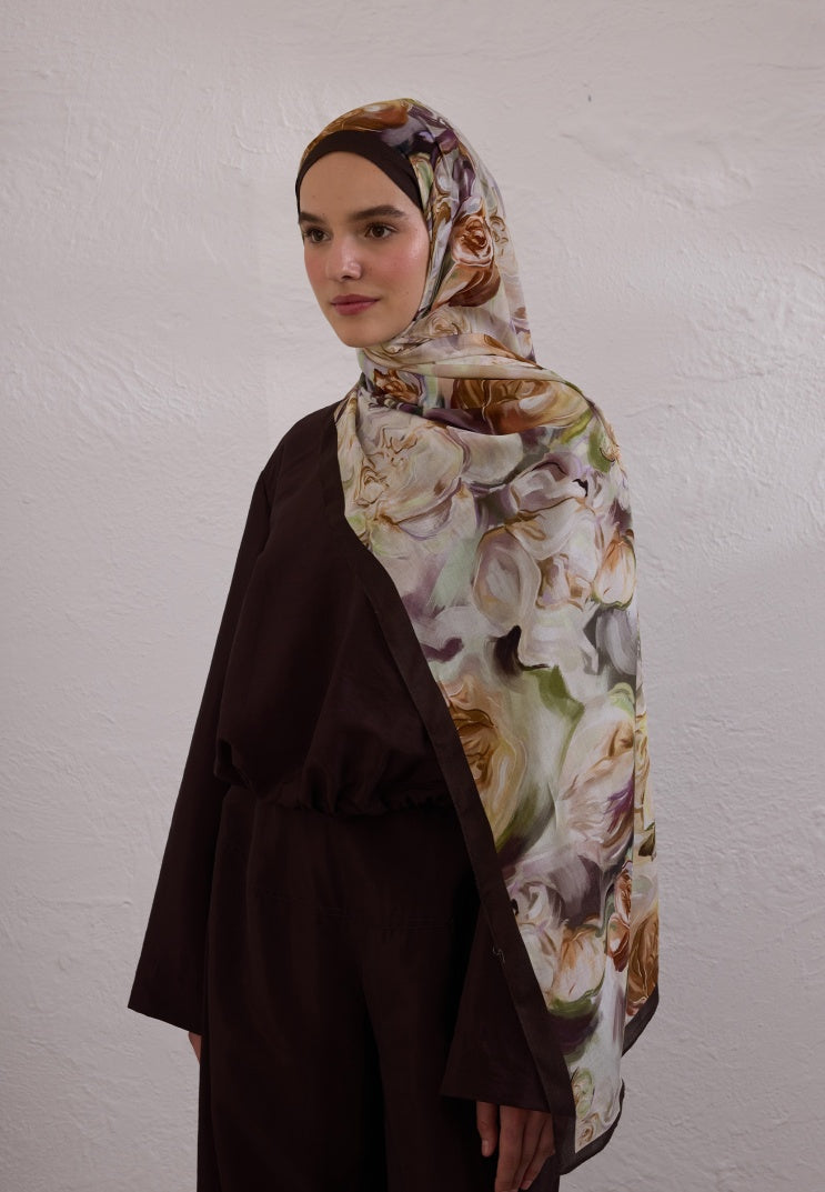 NERISSA PATTERNED RAMI HIJAB PLUM