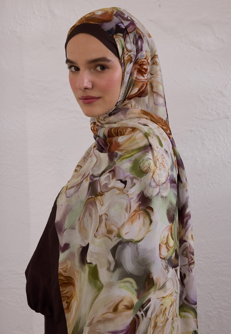 NERISSA PATTERNED RAMI HIJAB PLUM