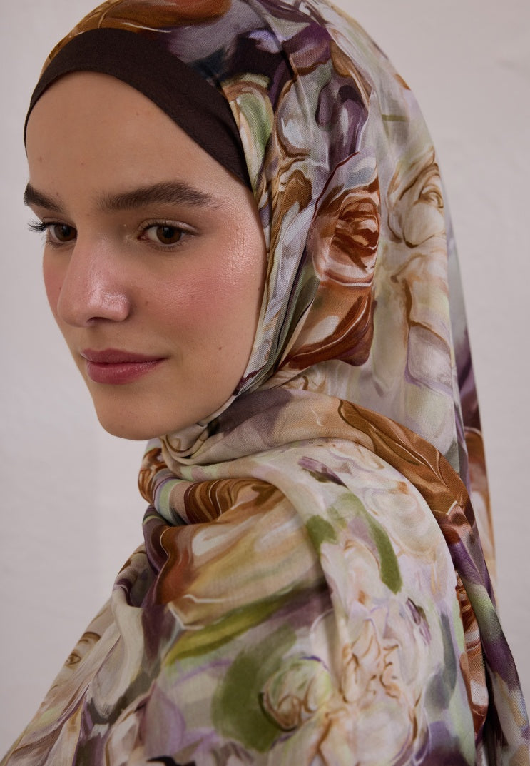 NERISSA PATTERNED RAMI HIJAB PLUM