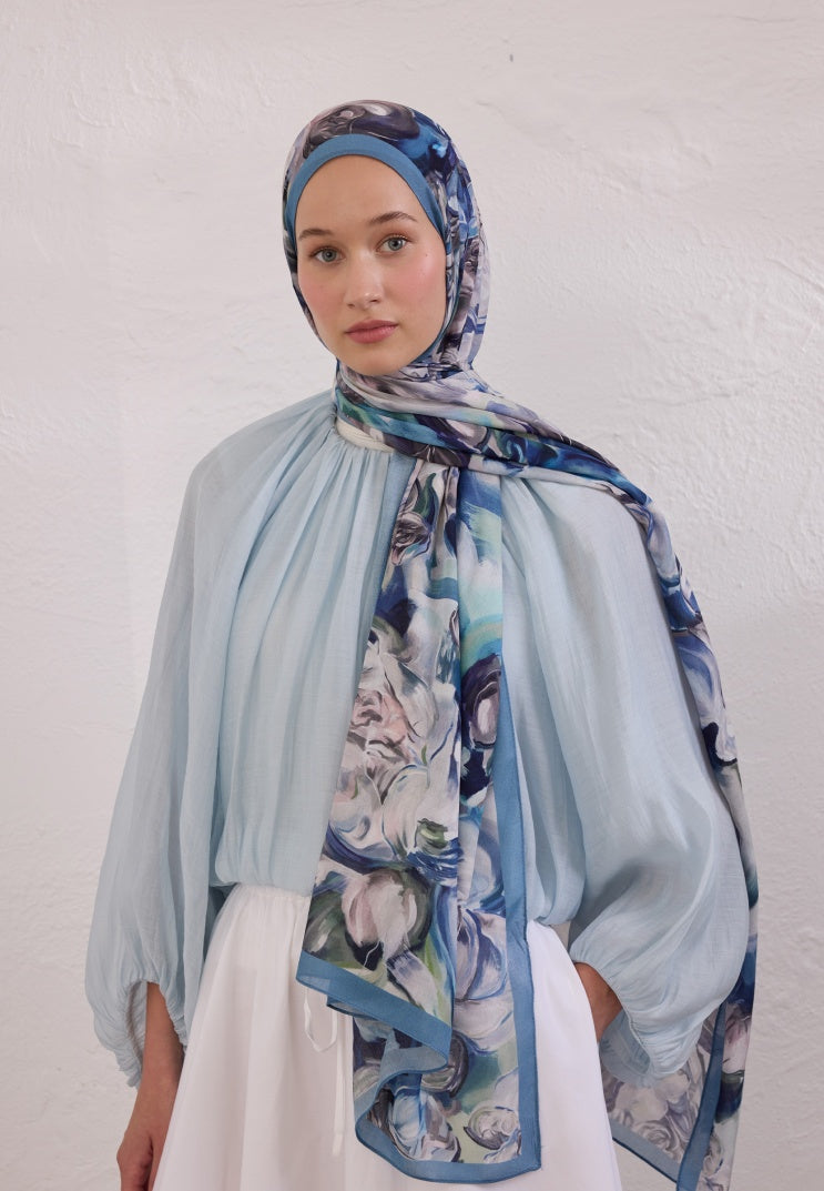 NERISSA PATTERNED RAMI HIJAB INDIGO