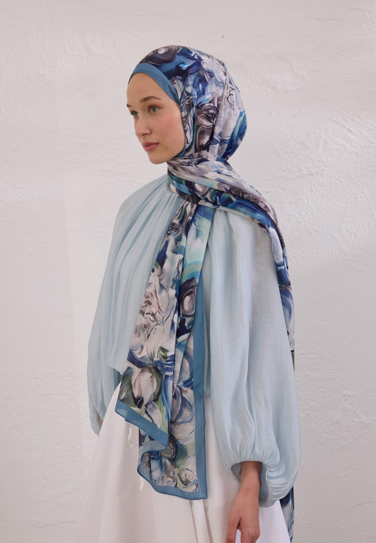 NERISSA PATTERNED RAMI HIJAB INDIGO
