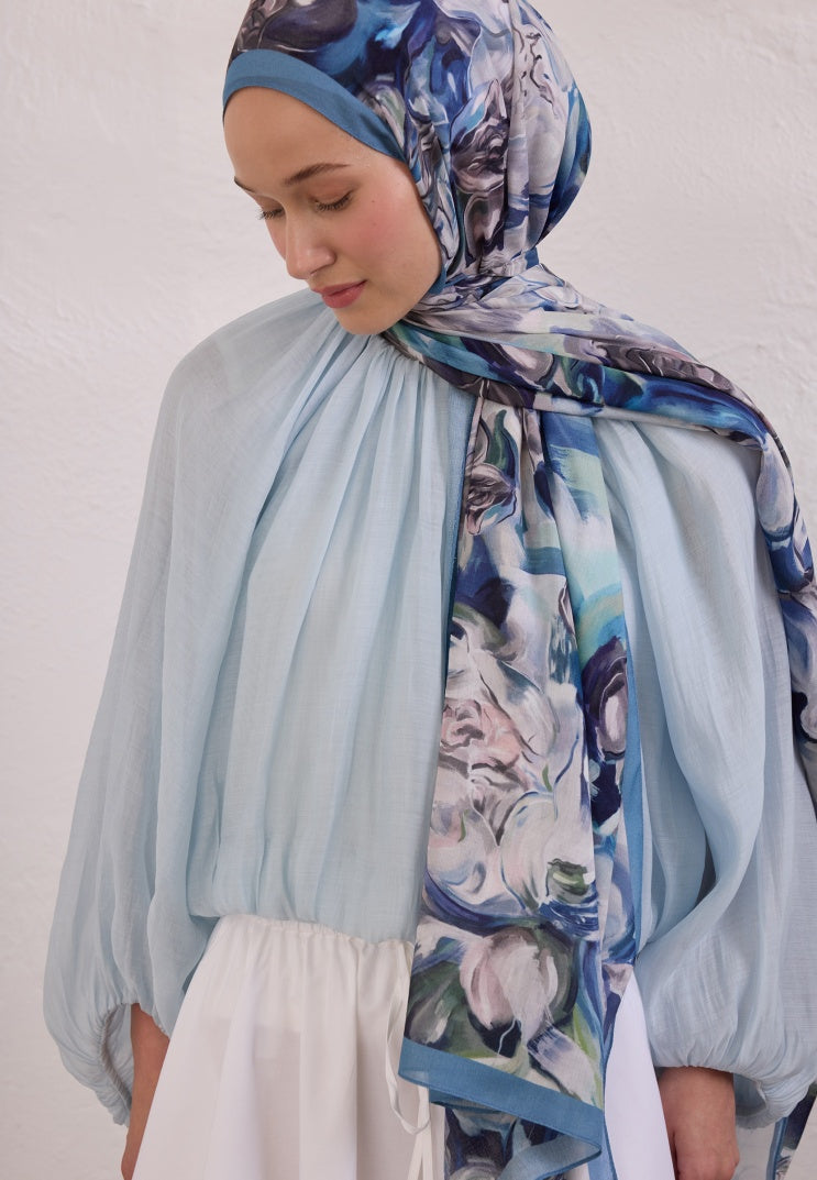 NERISSA PATTERNED RAMI HIJAB INDIGO
