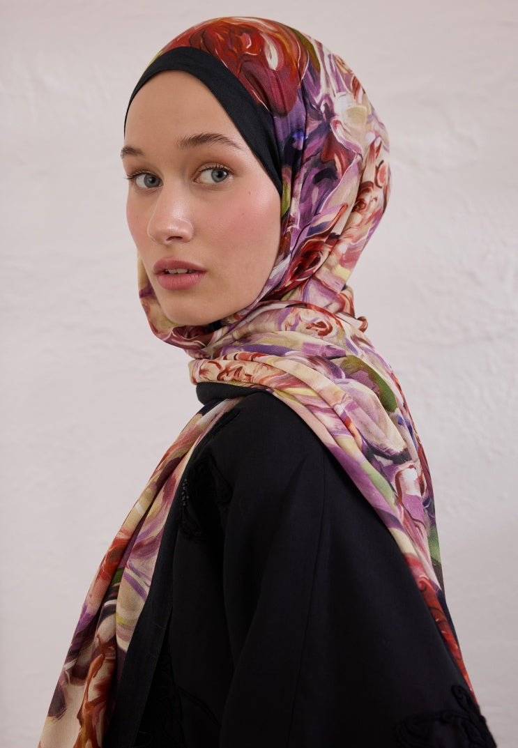 NERISSA PATTERNED RAMI HIJAB BLACK